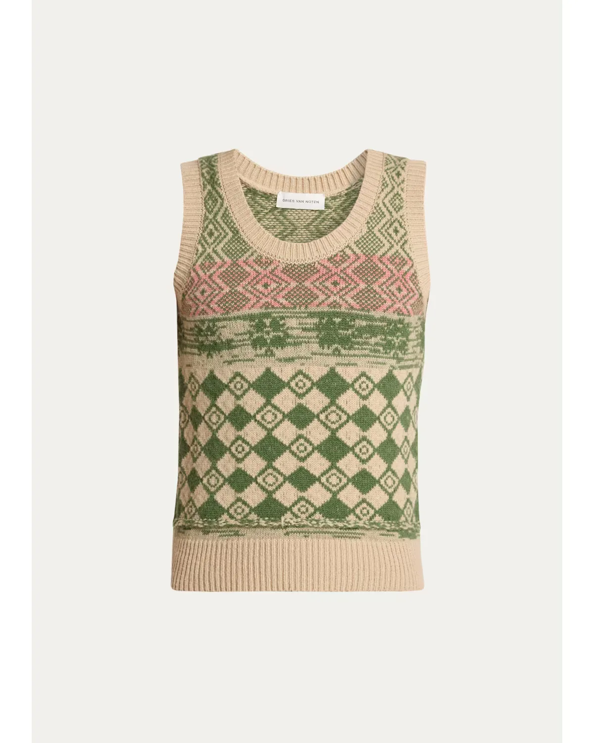 Geometric Wool Sleeveless Sweater by Dries Van Noten