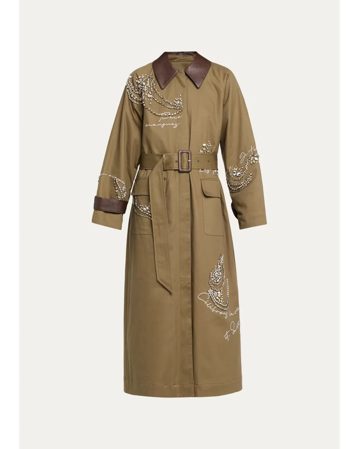 Almina Embellished Embroidered Trench Coat by Cinq  Sept