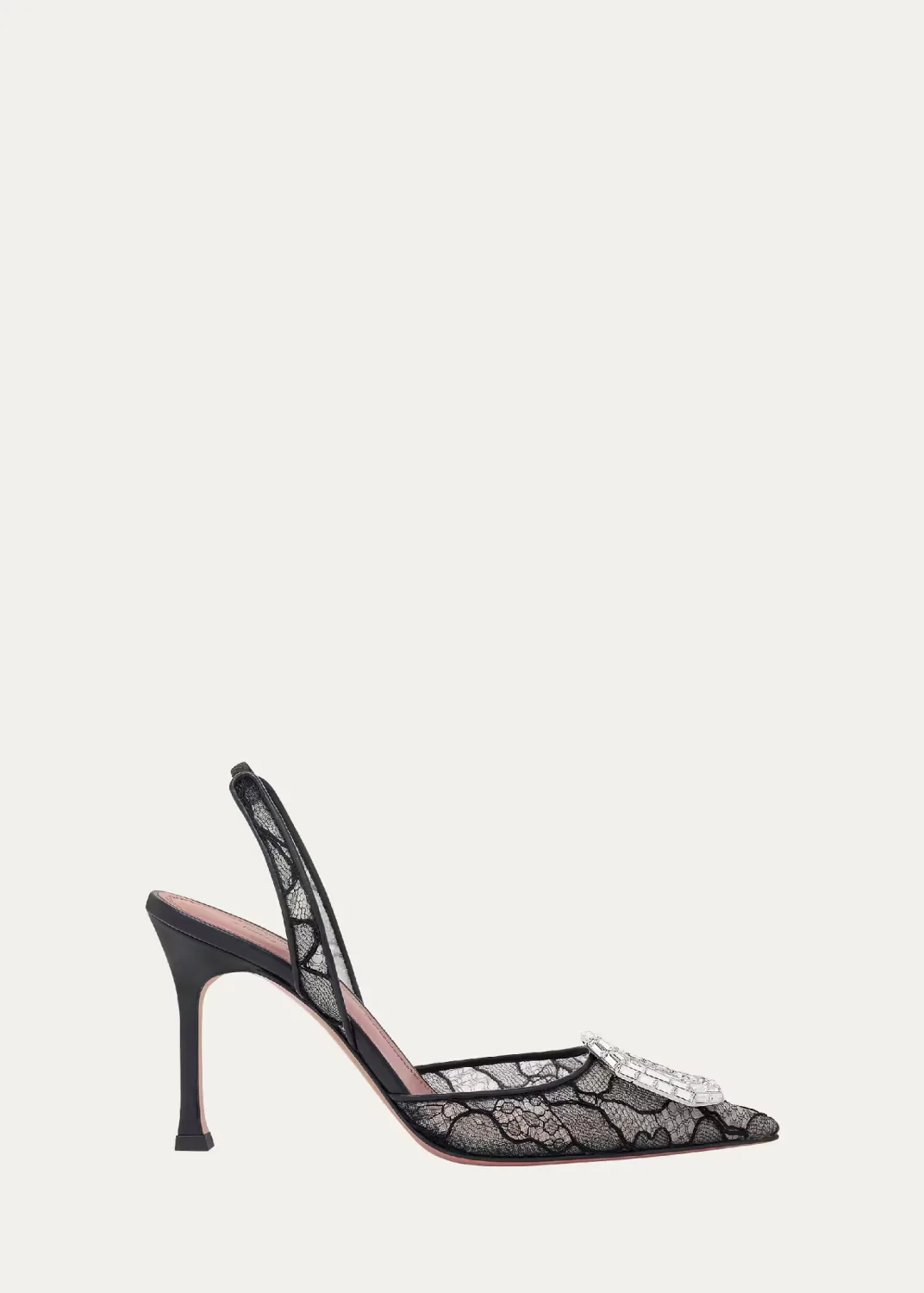 Camelia Lace Crystal Slingback Pumps by Amina Muaddi