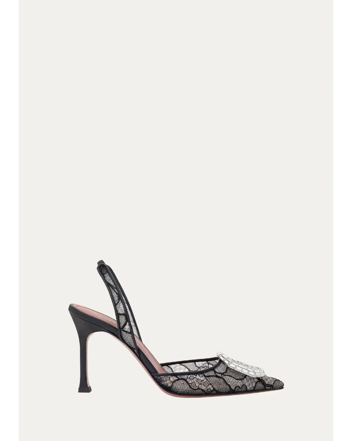 Camelia Lace Crystal Slingback Pumps by Amina Muaddi