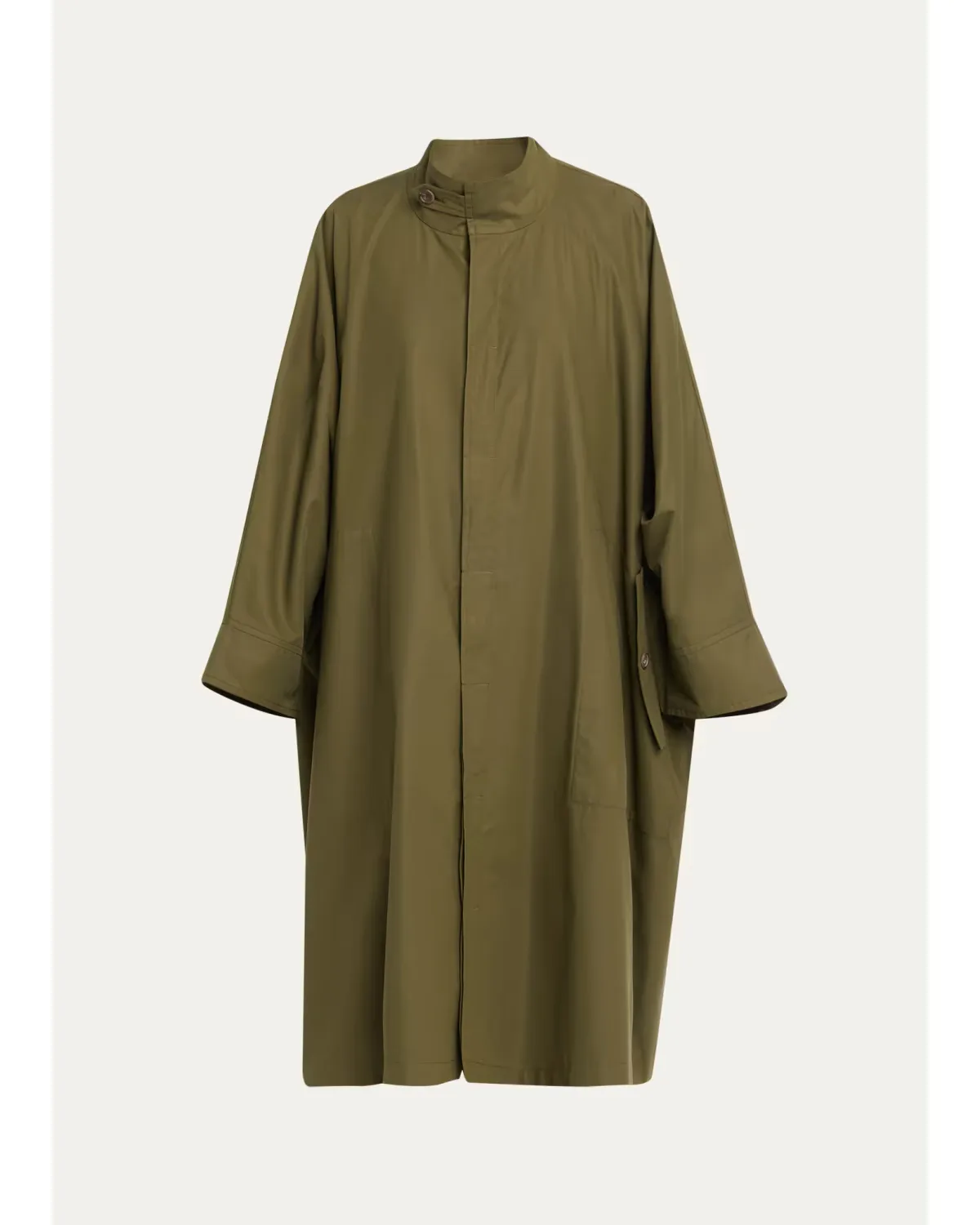 Extra Wide Sloped Shoulder Raincoat with Tabs - 3/4 Length by Eskandar