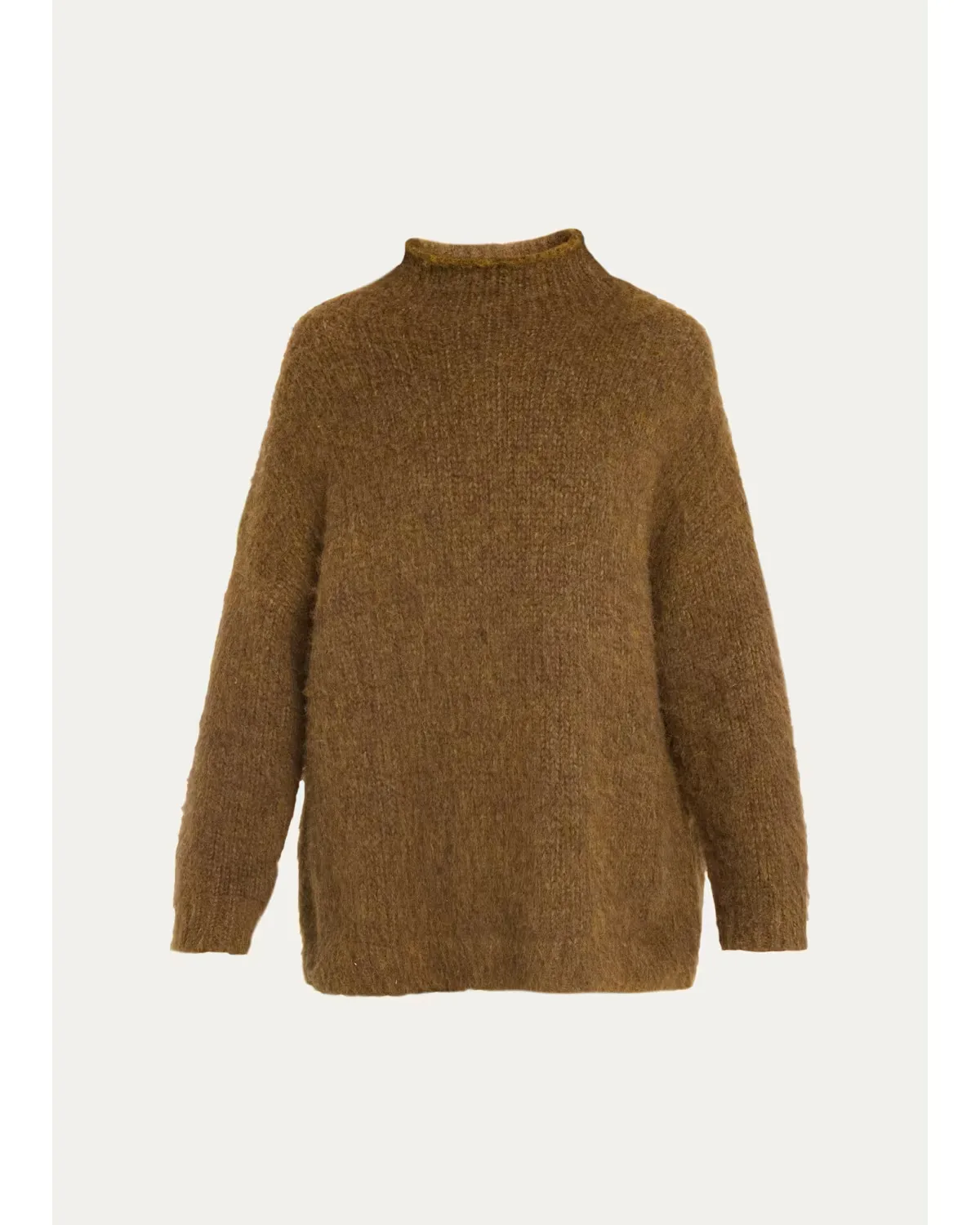 Mock Turtleneck Brushed Wool-Blend Oversized Sweater by Vince