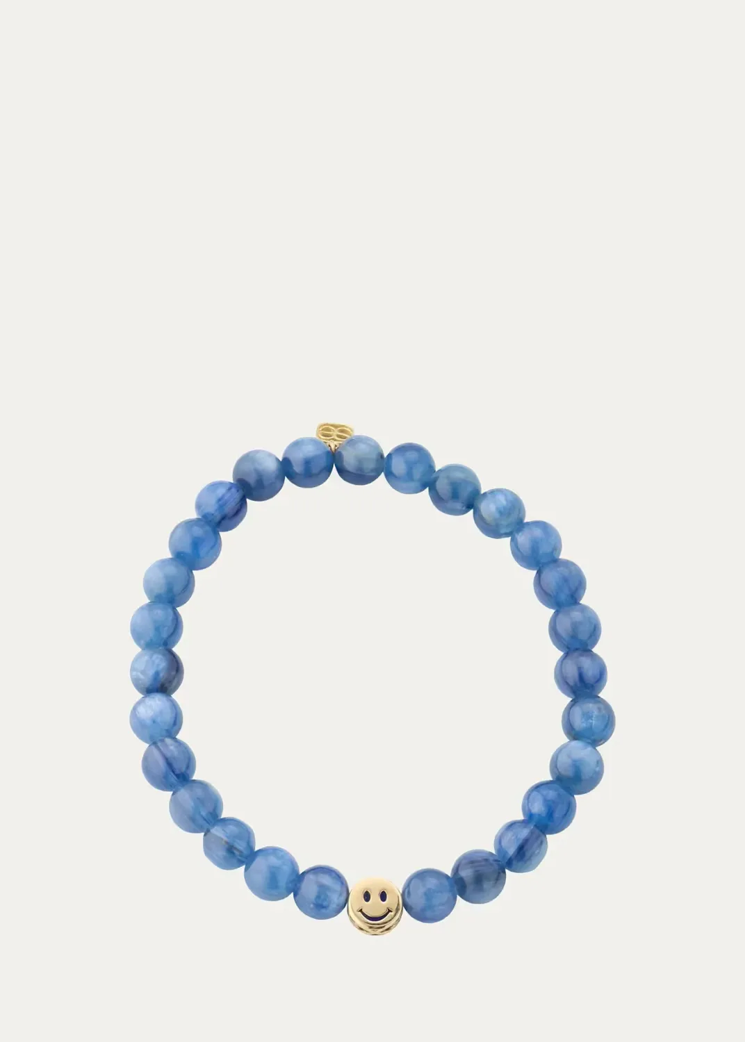 14K Lapis Inlay Icon Bead Happy Face on Kyanite Bead Bracelet by Sydney Evan
