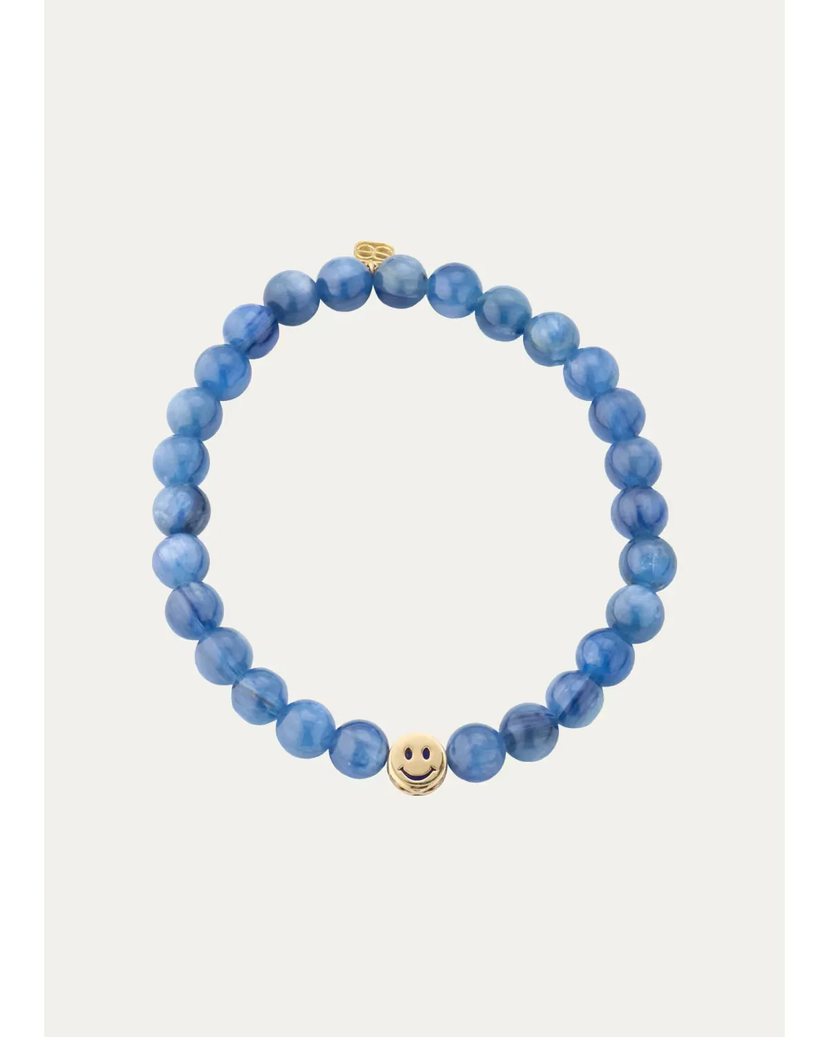 14K Lapis Inlay Icon Bead Happy Face on Kyanite Bead Bracelet by Sydney Evan