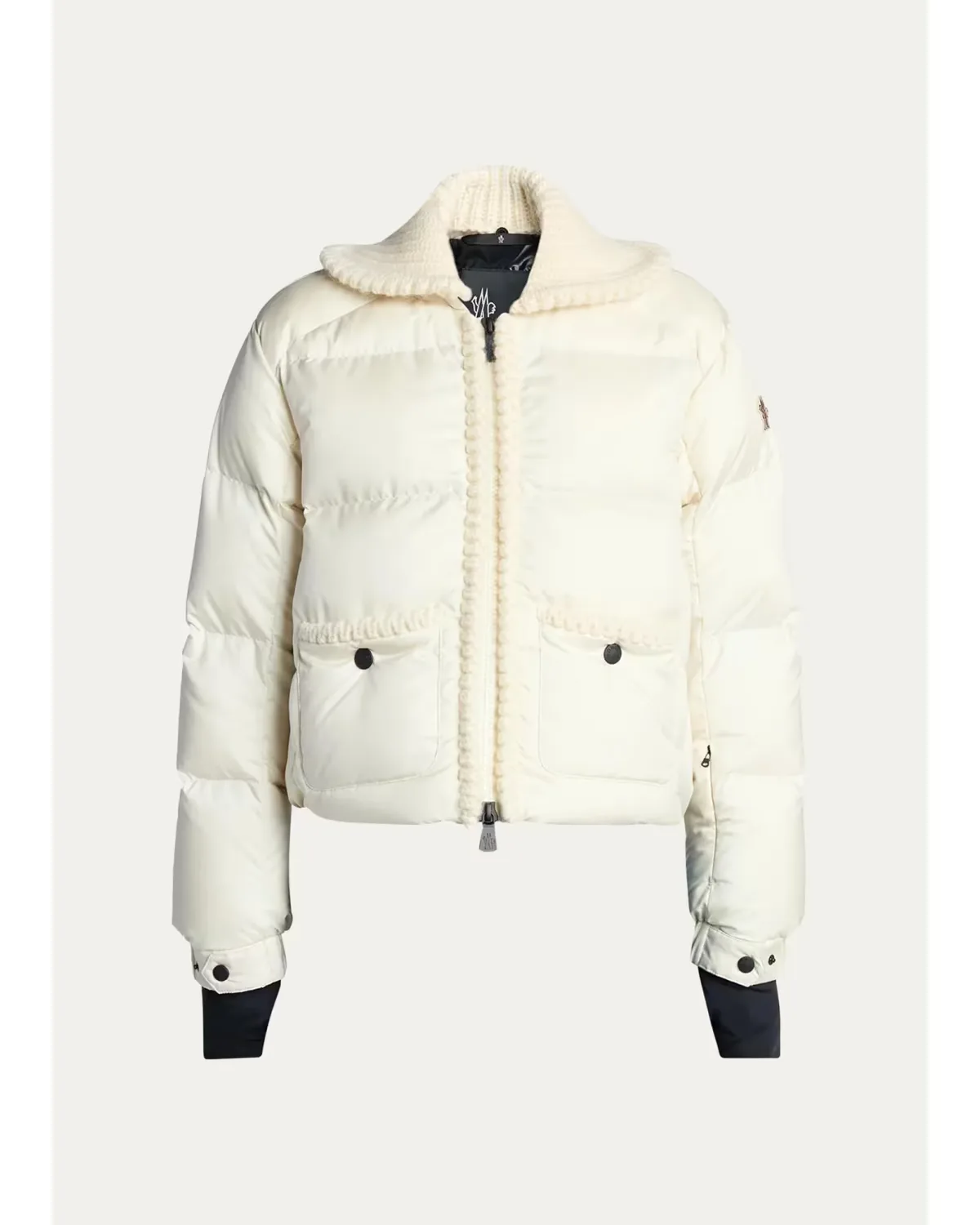 Jolie Rib Knit Collar Down Bomber Jacket by Moncler
