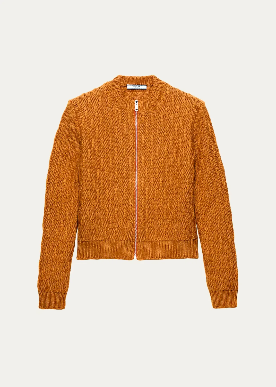 Wool and Alpaca Aran Knit Zip Cardigan