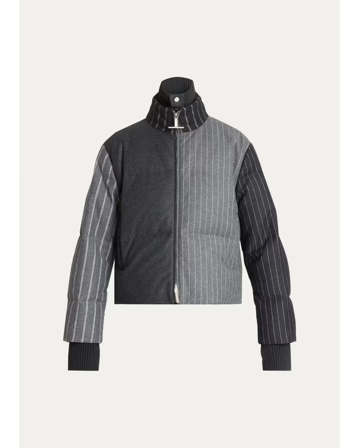 Chalk Striped Flannel Down Jacket by Thom Browne