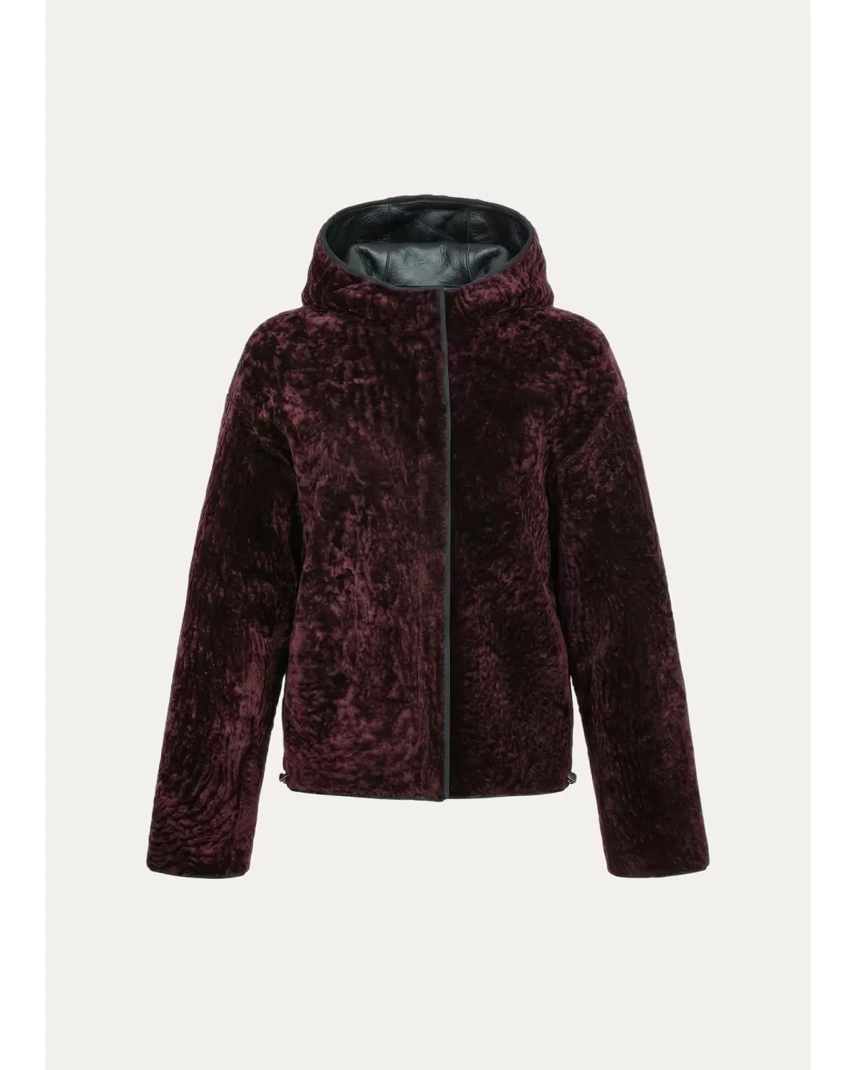 Textured Lamb Shearling Hooded Jacket by Gorski