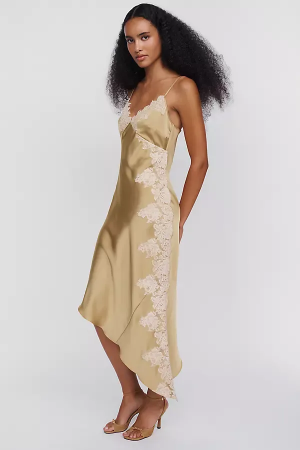 Satin Lace Slip Dress by Anthropologie