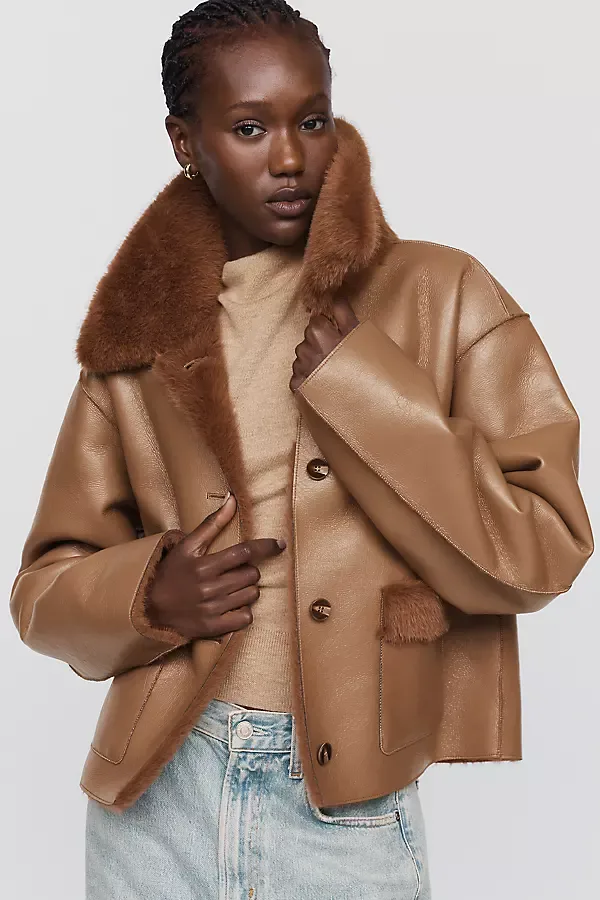 Reversible Faux Shearling Jacket by Maeve
