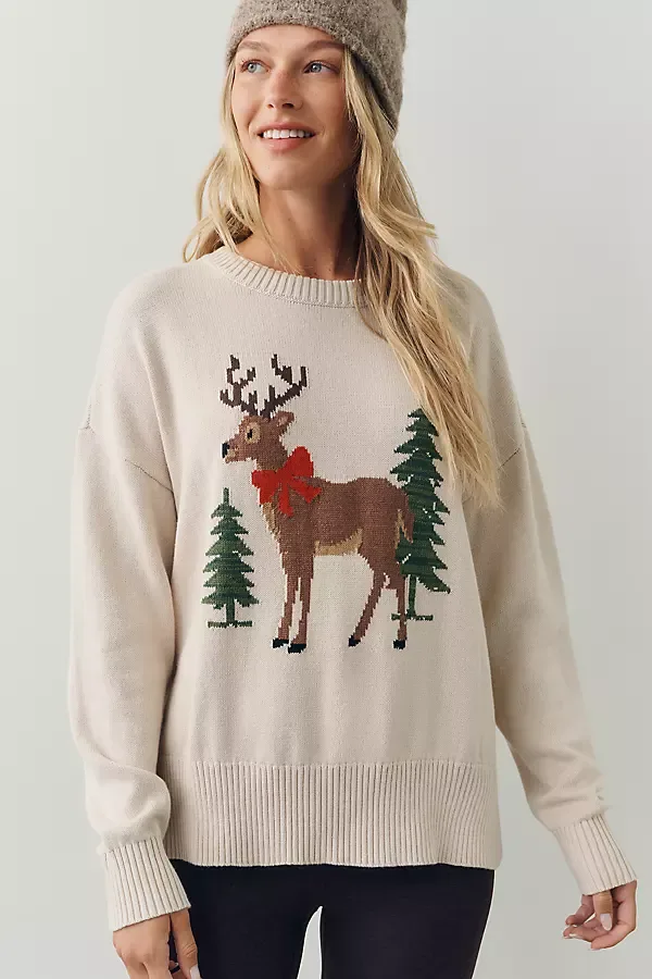 Callie Tree Oversized Crew-Neck Sweater by Beach Riot