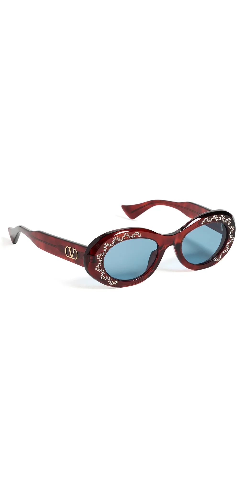 Embellished Oval Sunglasses by Valentino