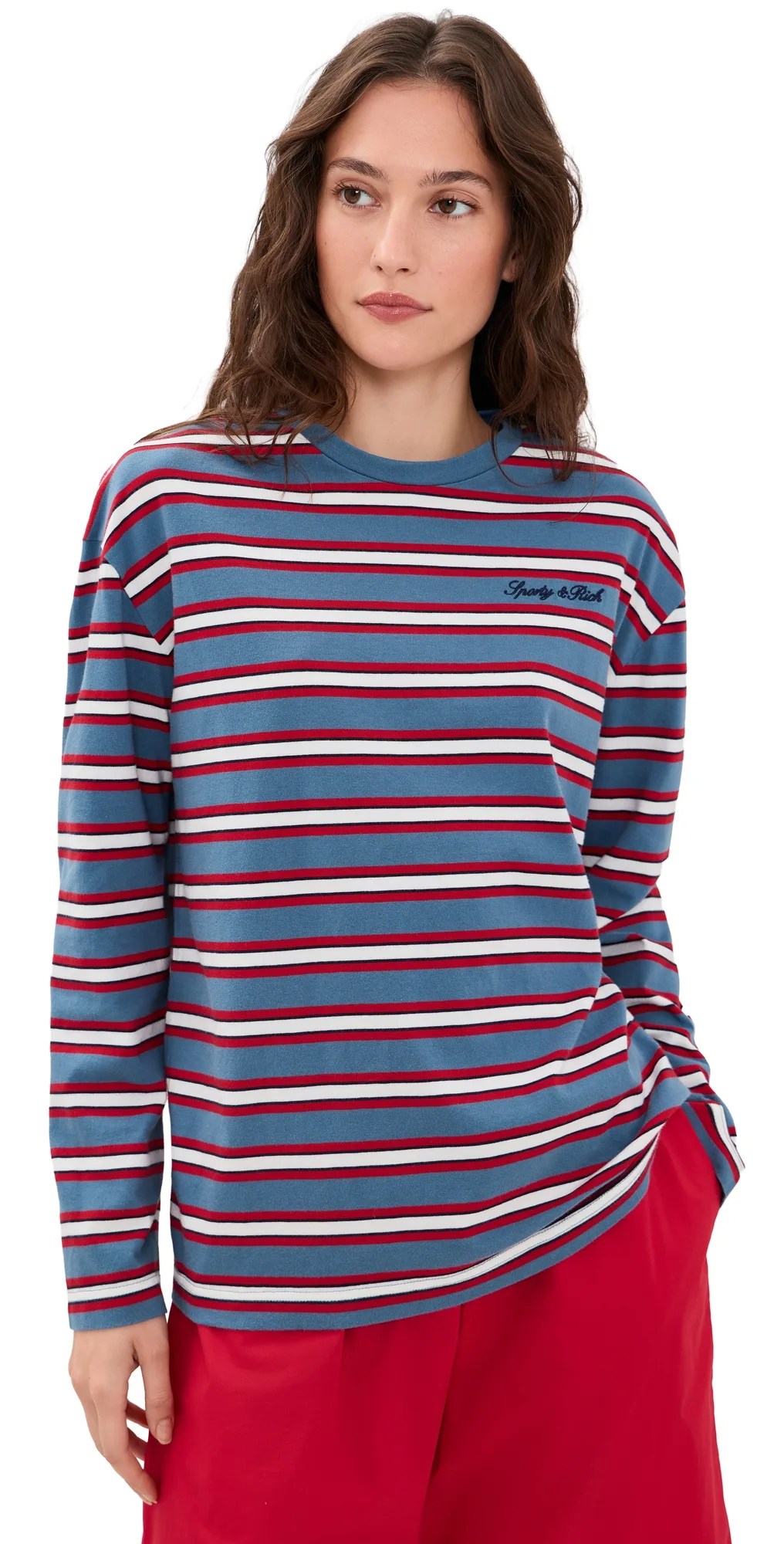 Signature Logo Easy Long Sleeve Tee by Sporty & Rich