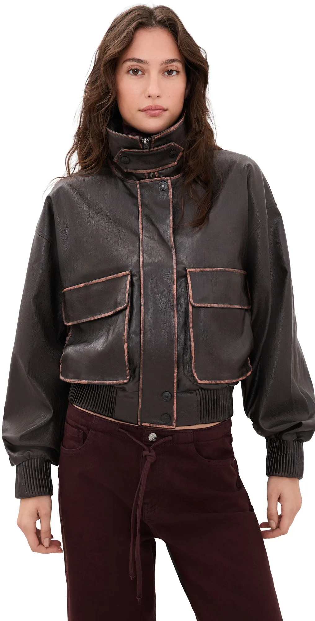 Cantini Faux Leather Bomber Jacket by AFRM