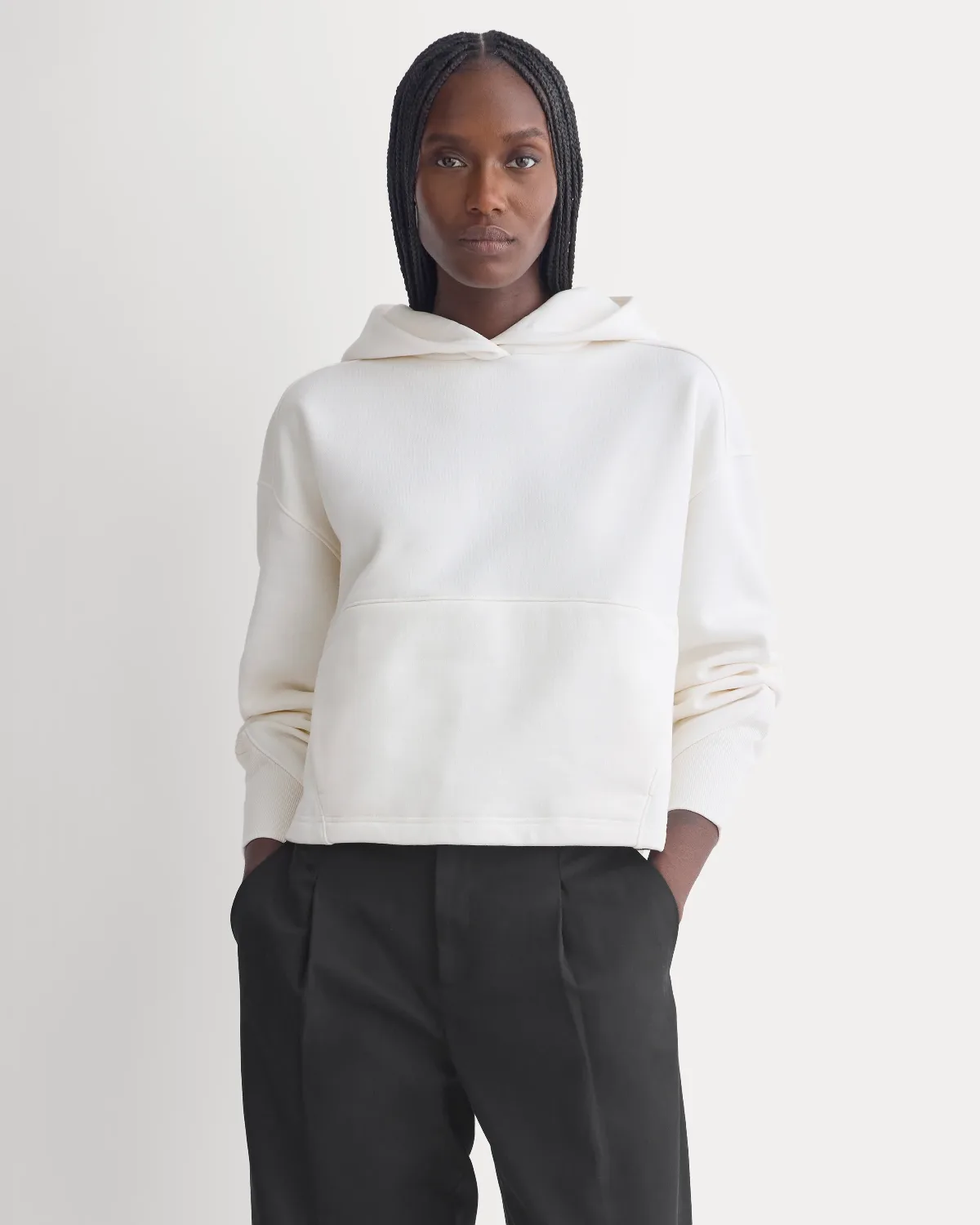 Luxe Fleece Seamed Cropped Hoodie