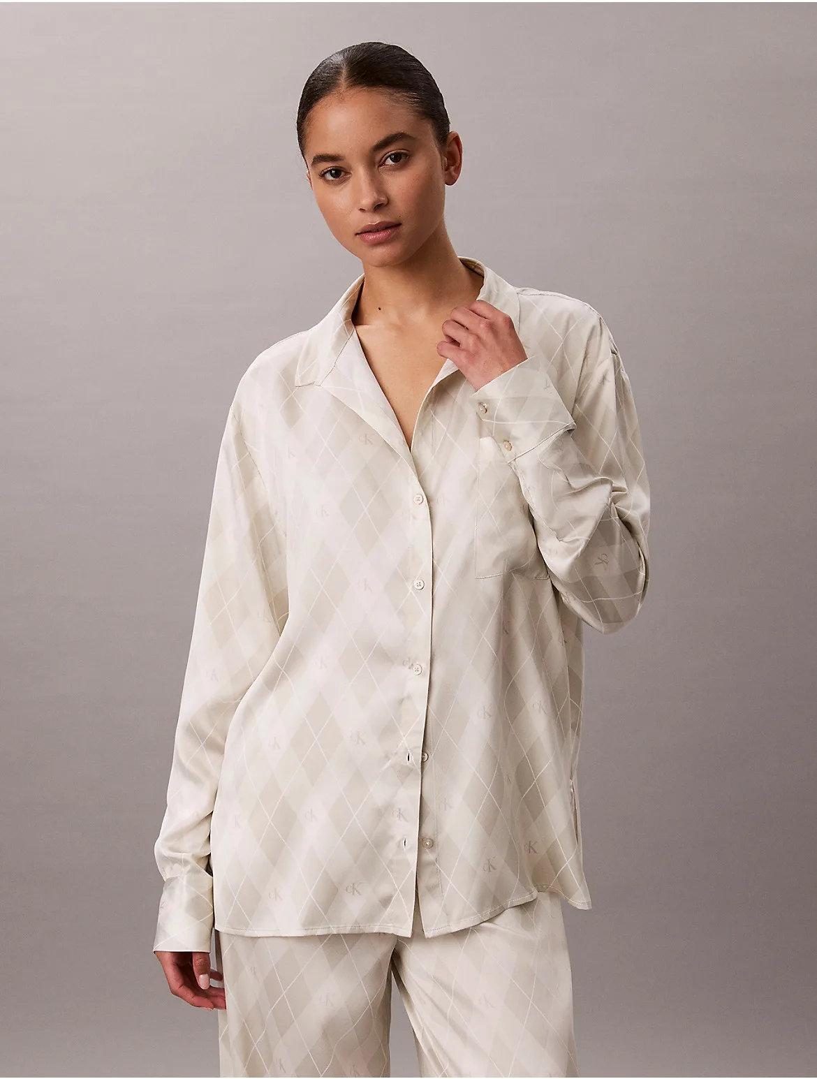 Satin Button-Down Sleep Shirt