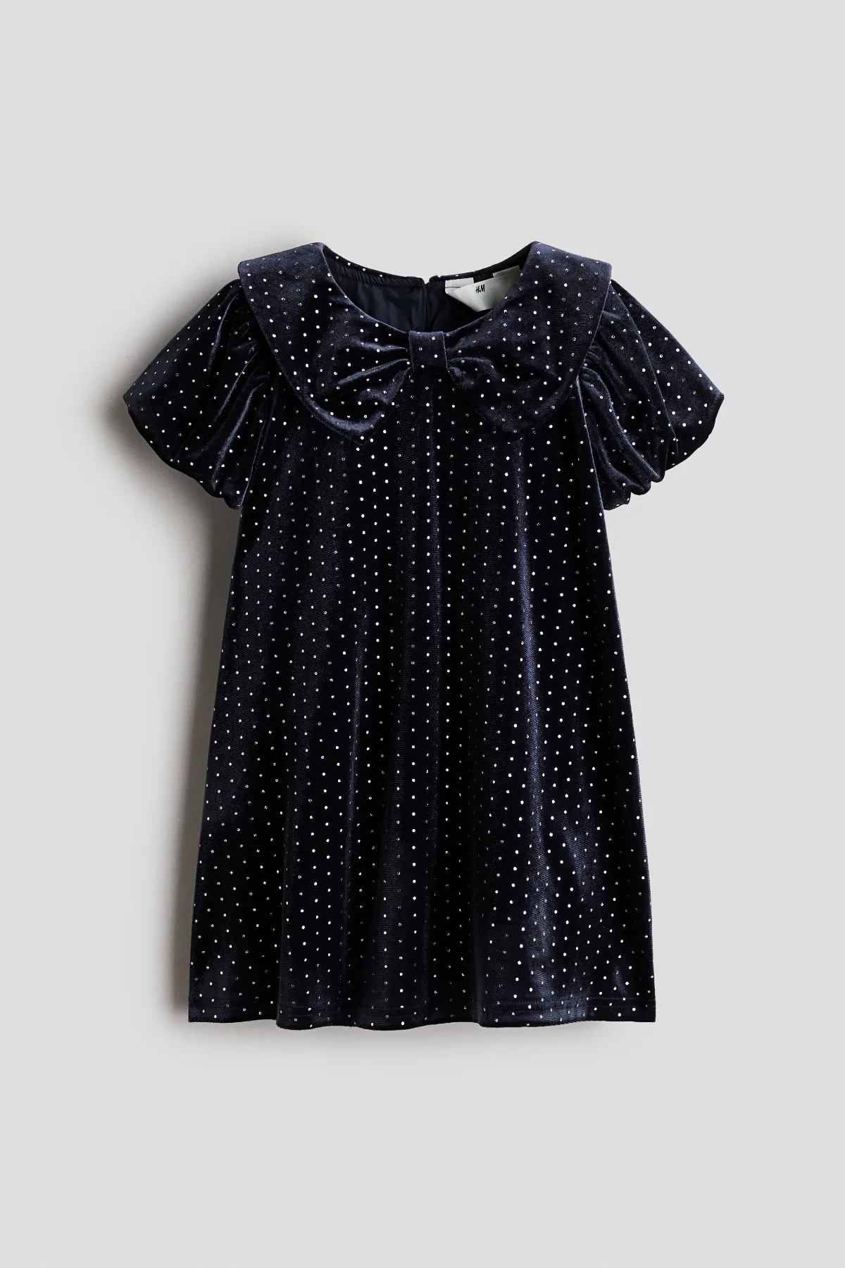 Bow-Collar Velvet Dress by H&M