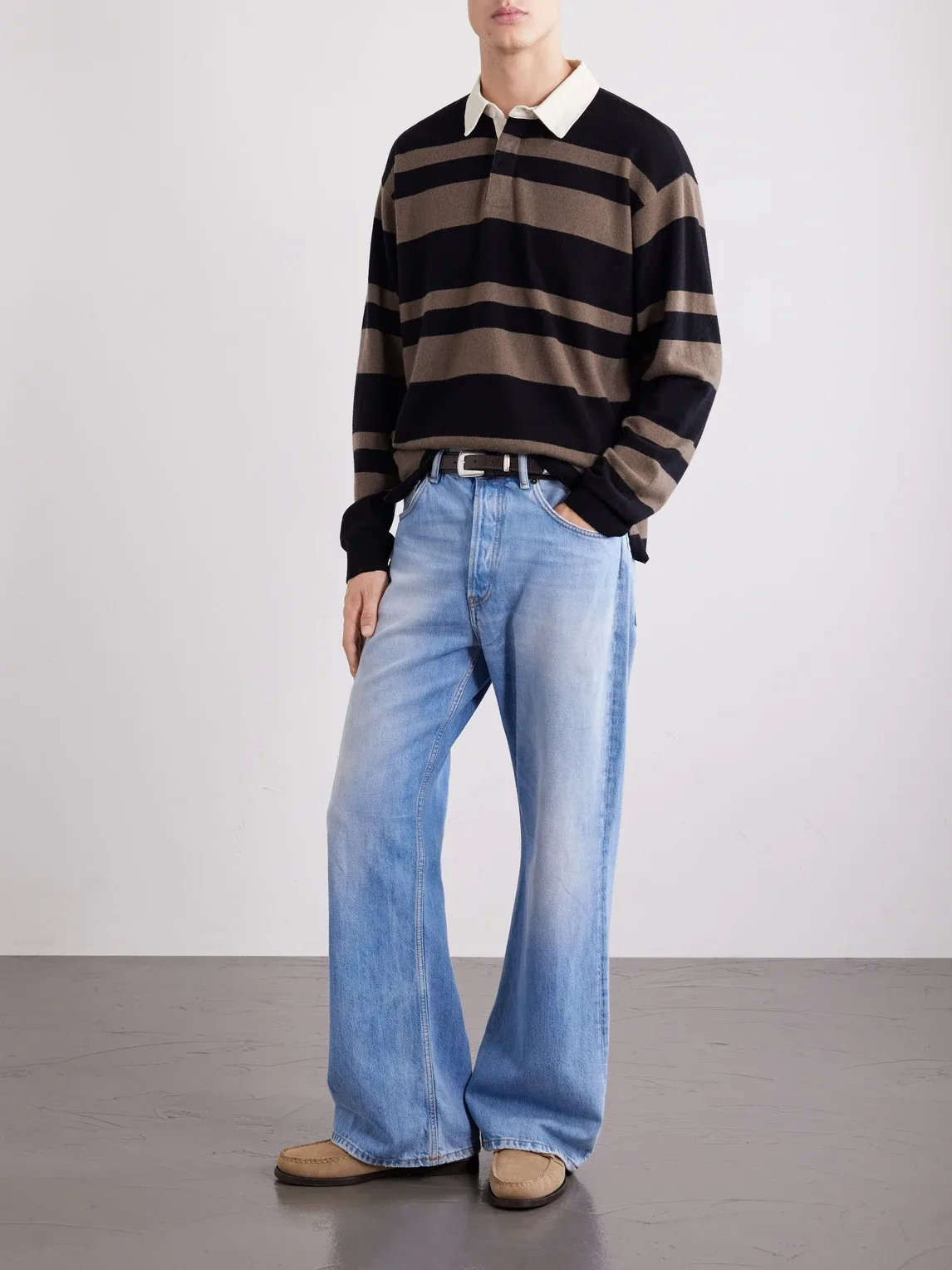 Striped Wool and Cashmere-Blend Polo Shirt by FRAME