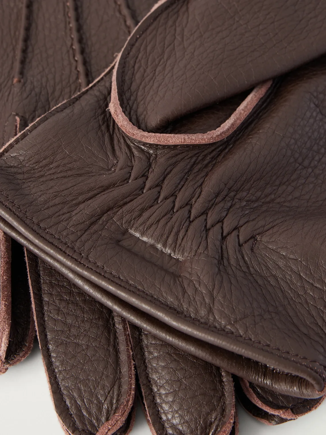 Logo-Embossed Full-Grain Leather Gloves by Zegna