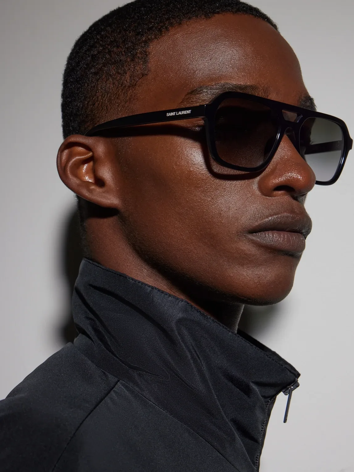 Double-Bridge Aviator-Style Acetate Sunglasses by Saint Laurent