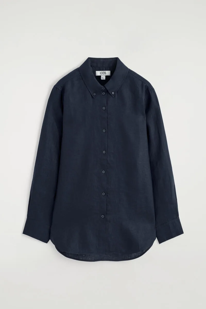 Button-Down Collar Linen Shirt