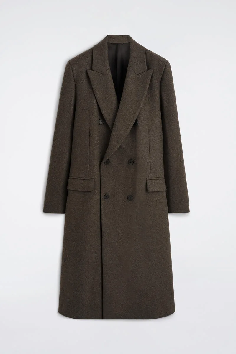 Double-Breasted Wool-Blend Long Coat