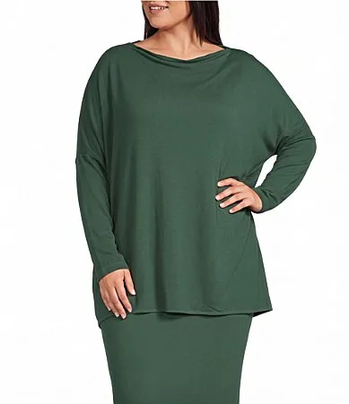 Dimitri Grey French Terry Cowl Neck Long Dolman Sleeve Oversized Coordinating Tunic
