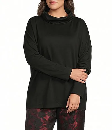 Helga Ponti Knit Cowl Neck Long Dolman Sleeve Oversized Tunic by Bryn Walker