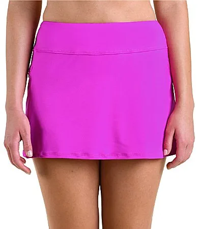 Solid Tummy Control High Waist Skirted Swim Bottom by 24th & Ocean