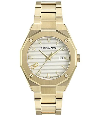 Ferragamo Edge Quartz Analog Gold Tone Stainless Steel Bracelet Watch