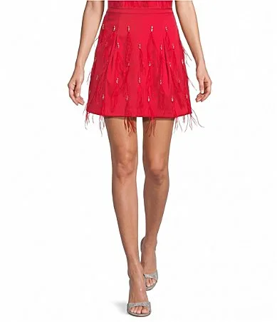 Coordinating Pippa Feather Diamond A-Line Mini Skirt by Antonio Melani