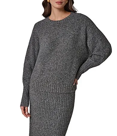 Long Sleeve Relaxed Crewneck Sweater by Donna Karan