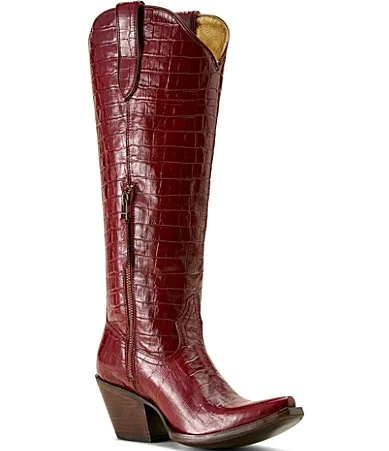 Casanova Croco Embossed Leather Knee High Western Boots by Ariat