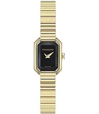 Ferragamo Crystal Petite Quartz Analog Gold Tone Stainless Steel Bracelet Watch by Salvatore Ferragamo