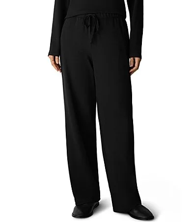 Cozy Brushed Terry Hug Straight Pull-On Pants by Eileen Fisher