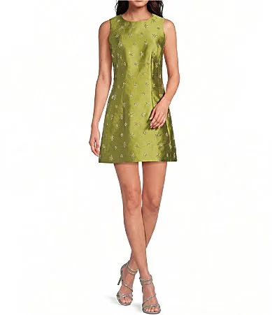 Emma Bead Embroidered Boat Neck Sleeveless Structured A-Line Mini Dress by Gianni Bini