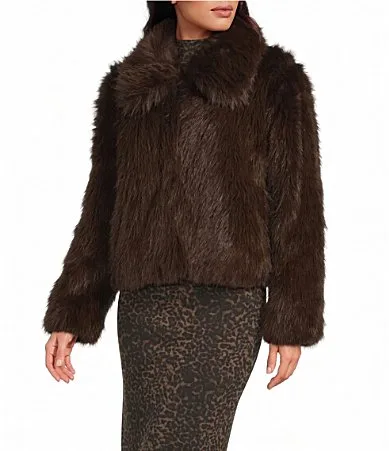Winnie Collared Long Sleeve Faux Fur Jacket by Gianni Bini