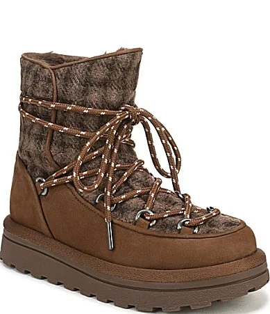Ovie Leather Plaid Fabric Faux Fur Lined Booties by Sam Edelman