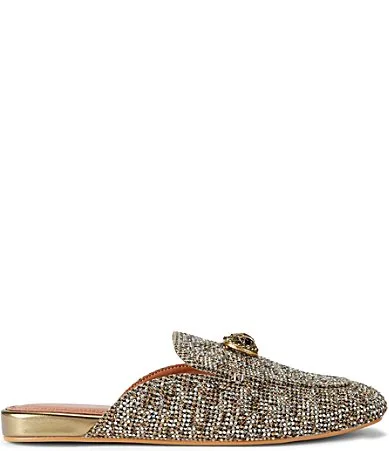 Chelsea Houndstooth Crystal Embellished Eagle Ornament Loafer Mules by Kurt Geiger
