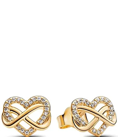 Intertwined Heart and Infinity Gold Stud Earrings by Pandora