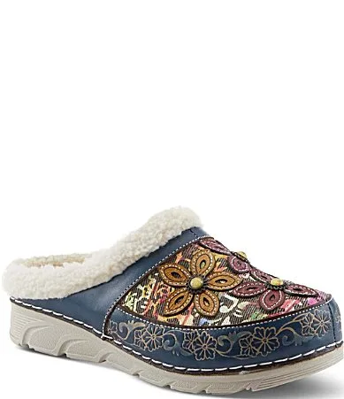 Honestela Embossed Leather Sherpa Lined Clogs by Lartiste