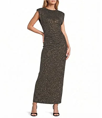 Gracie Metallic Sheath Maxi Dress by Antonio Melani
