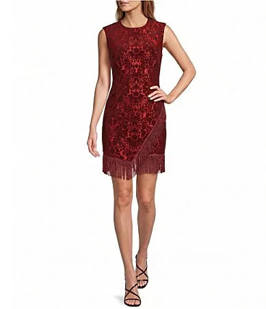 Allegra Velvet Jacquard Fringe Dress by Antonio Melani
