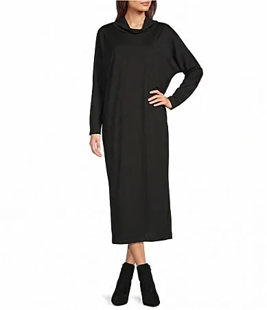 Ilse Modal Ponti Mock Neck Long Dolman Sleeve Midi Dress by Bryn Walker
