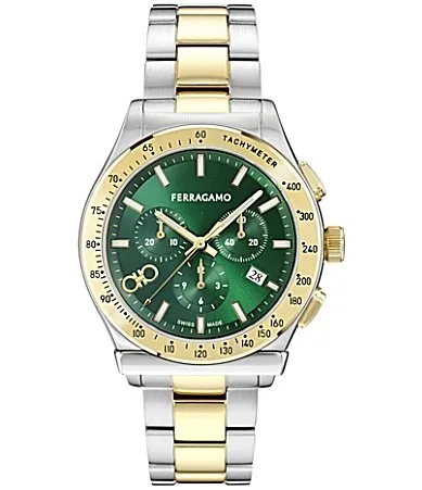 Ferragamo 1927 Chrono Two Tone Stainless Steel Bracelet Watch by Salvatore Ferragamo