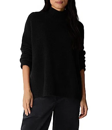 Cashmere Silk Bliss Turtleneck Long Sleeve Boxy Top by Eileen Fisher
