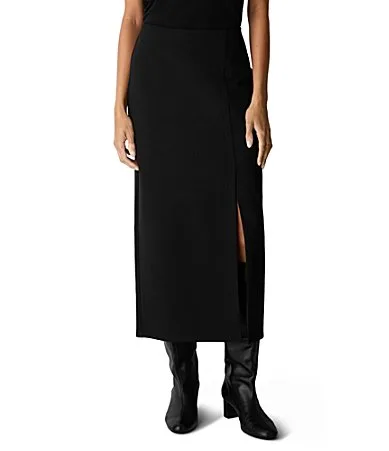 Washable Flex Ponte Pull-On Side Slit Skirt by Eileen Fisher