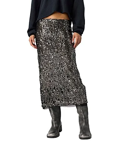 Party Trick Sequin Column Slip Midi Skirt by Free People