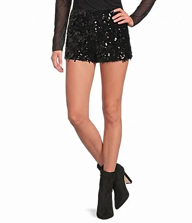 Elliot High Rise Sequin Mini Shorts by Gianni Bini