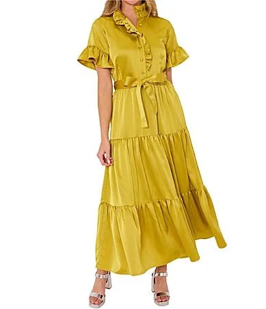 Sadie Ruffle Midi Dress by Abbey Glass